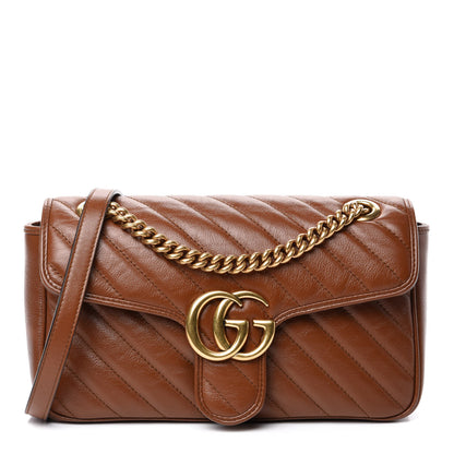 Gucci Azalea Calfskin Matelasse Diagonal Small GG Marmont Shoulder Bag Cuir 1 of 10