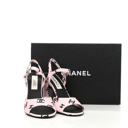 Chanel Printed Lambskin CC Sandals 38 Light Pink Black 13 of 13