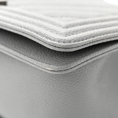 Chanel Caviar Chevron Quilted Medium Boy Flap Grey 9 of 14