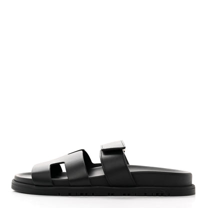 Hermes Calfskin Womens Chypre Sandals 36 Black 1 of 9
