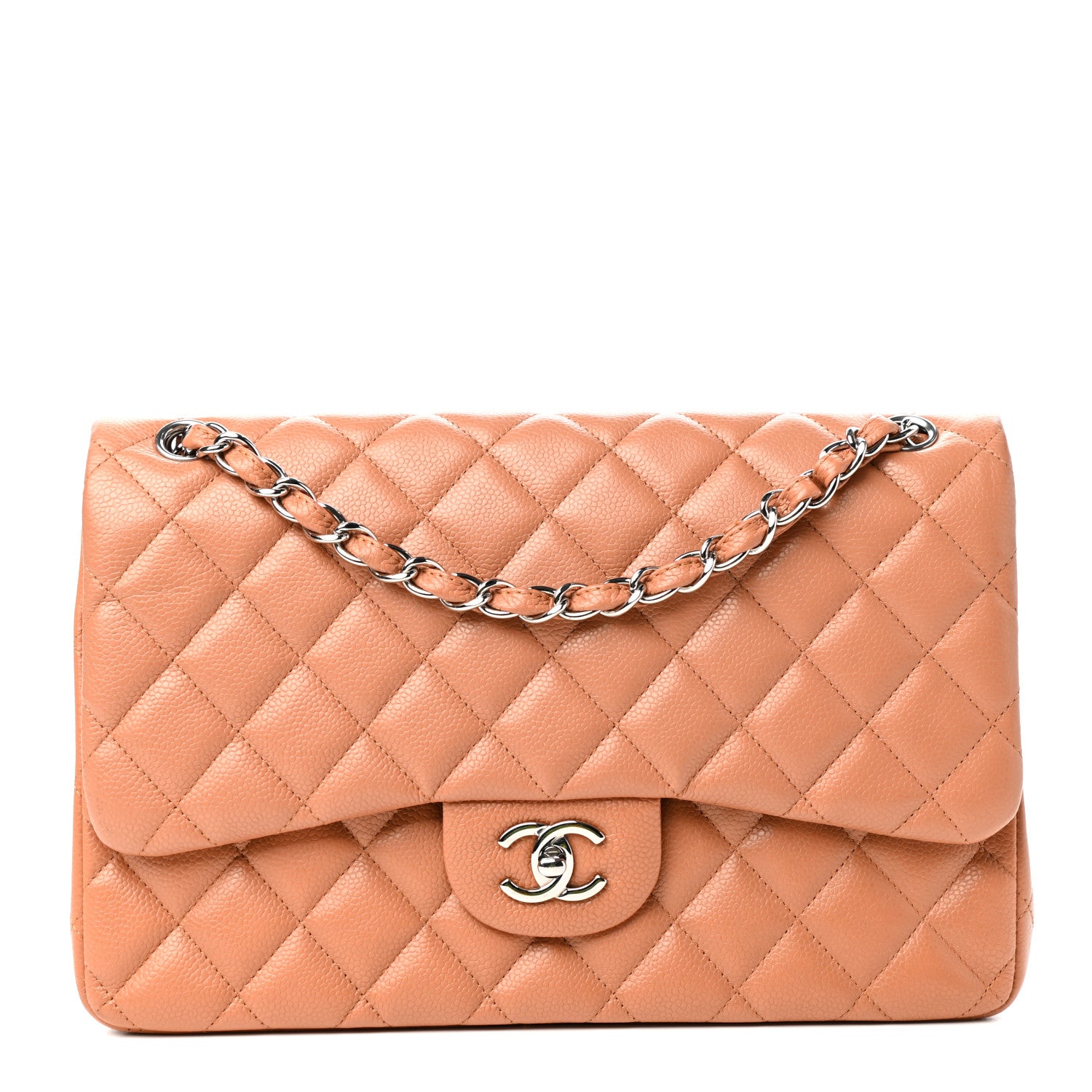 Chanel Caviar Quilted Jumbo Double Flap Light Brown 1 of 10