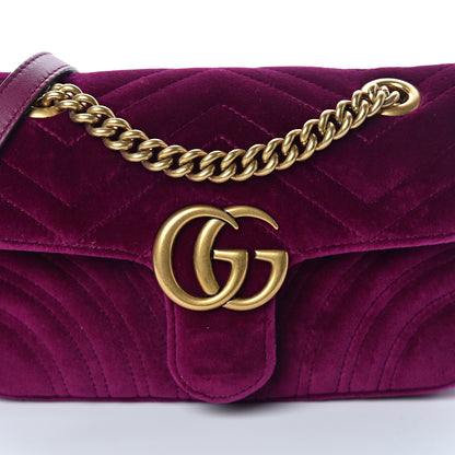 Gucci Velvet Matelasse Mini GG Marmont Shoulder Bag Fuchsia Violet Cyclamen 6 of 8