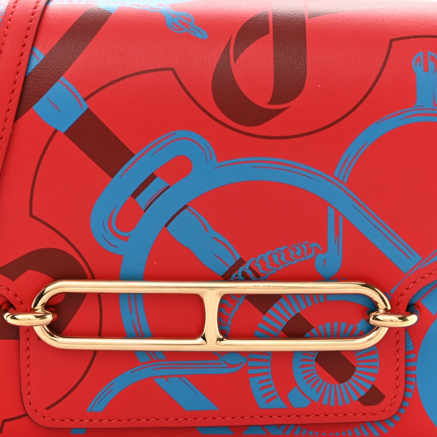 Hermes Swift Printed Eperon d'Or Mini Sac Roulis Rouge De Coeur Bleu Frida Rouge H 8 of 13