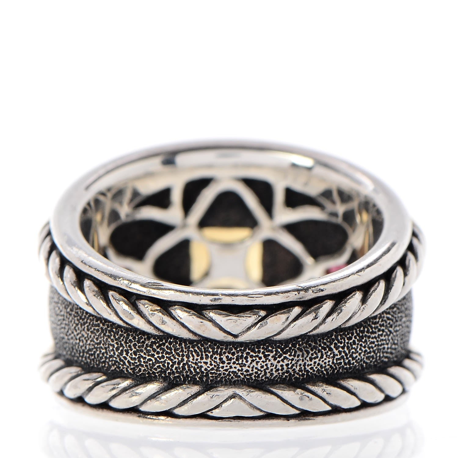 David Yurman Sterling Silver 14K Yellow Gold Citrine Rhodolite Garnet 15mm Renaissance Ring 54 7 4 of 5