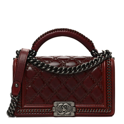 Chanel Goatskin Quilted Medium Boy Handle Flap Burgundy 1 of 7