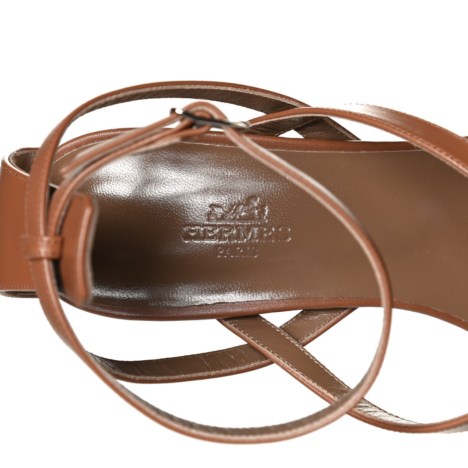 Hermes Calfskin Antinea Sandals 38.5 Marron Muscade 9 of 10