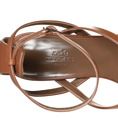 Hermes Calfskin Antinea Sandals 38.5 Marron Muscade 9 of 10