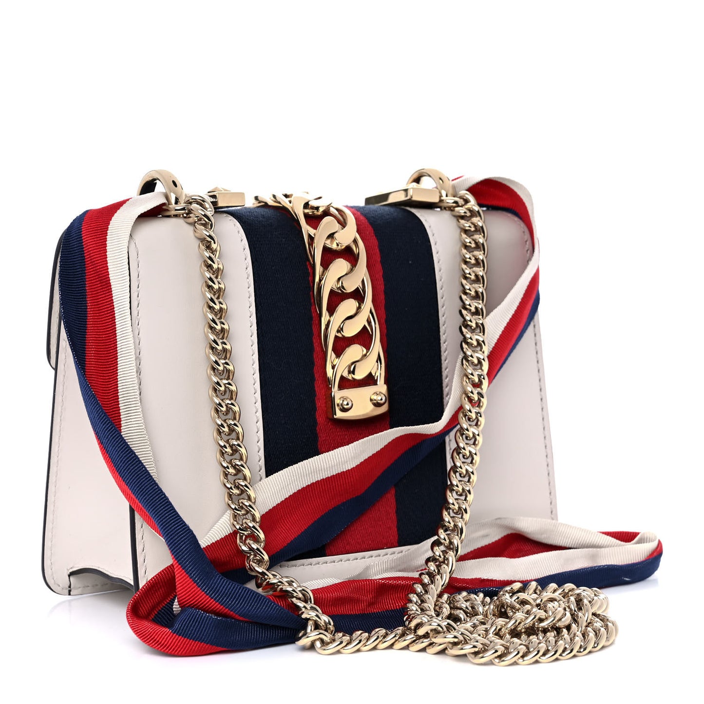 Calfskin Mini Sylvie Chain Shoulder Bag White