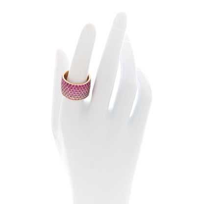Parker & West by FASHIONPHILE 18K Yellow Gold Pink White Sapphire Flamingo Ombre Cigar Ring 54 7 2 of 9