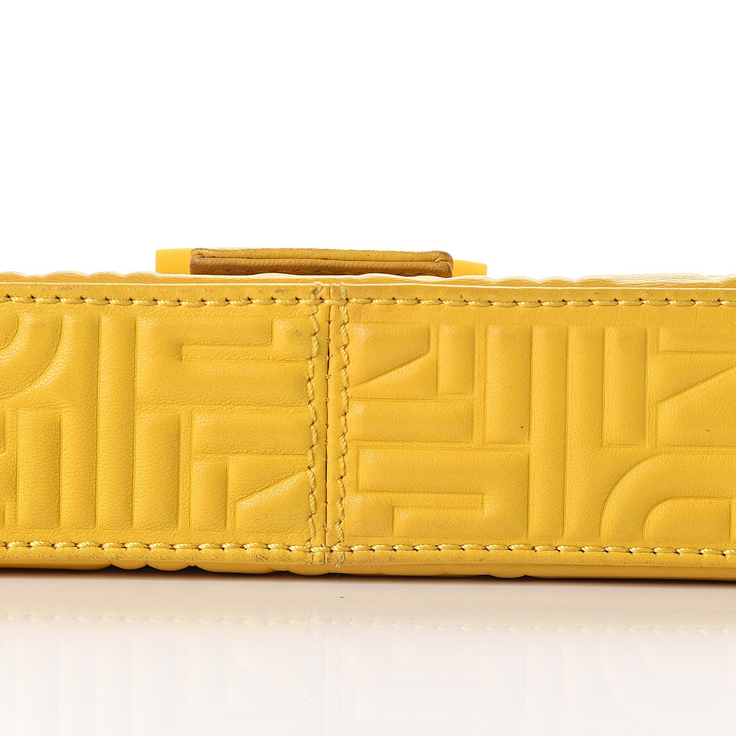 Fendi Nappa Logo Embossed Baguette Lemon Giallo 16 of 17