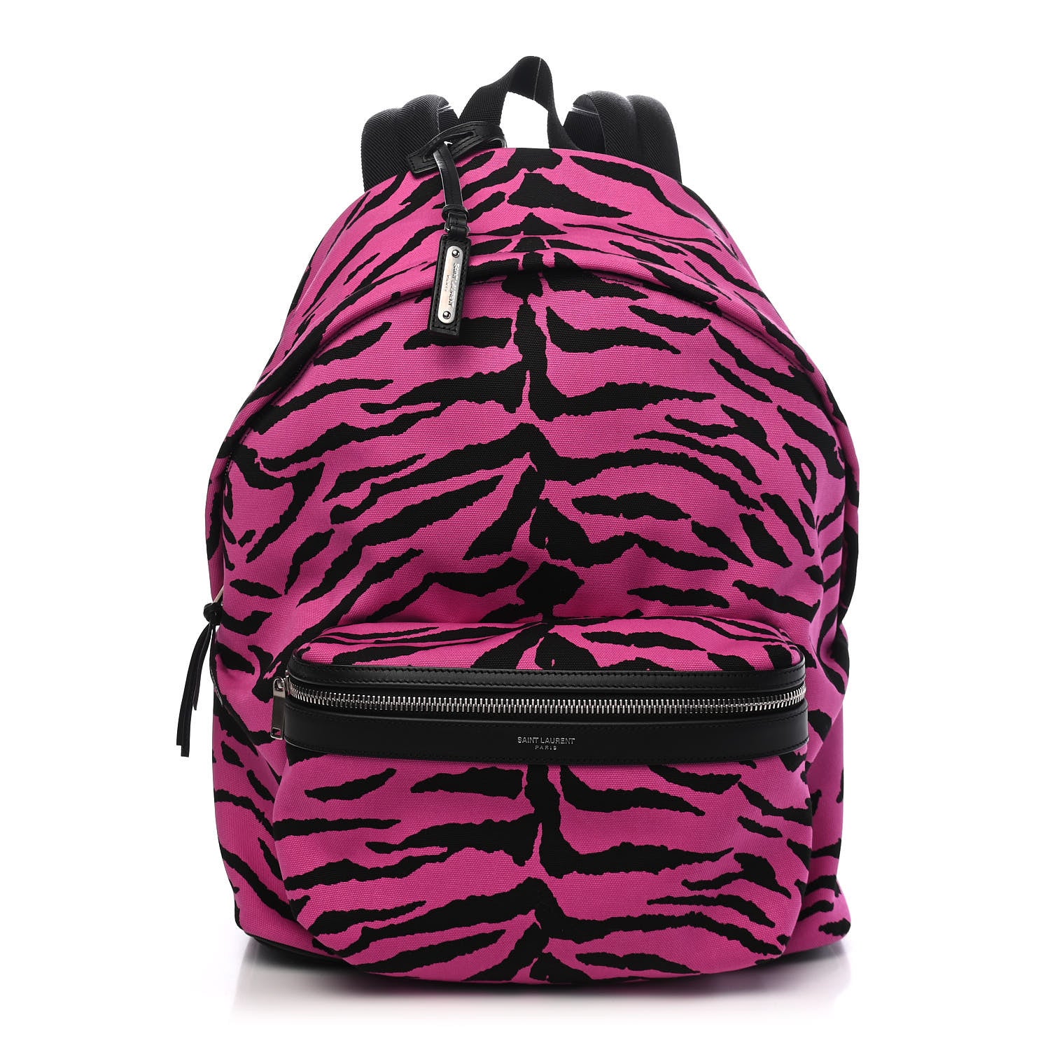 Saint Laurent Canvas Zebra Print City Backpack Pink Black 1 of 9
