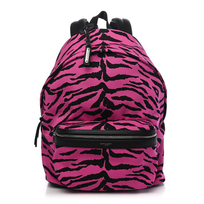 Saint Laurent Canvas Zebra Print City Backpack Pink Black 1 of 9