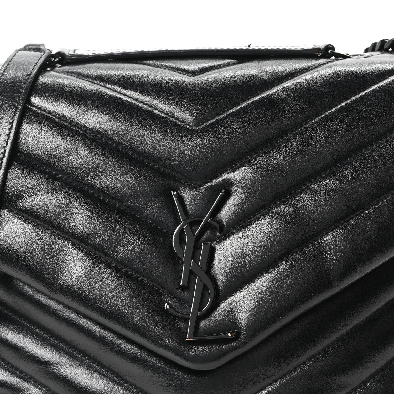 Saint Laurent Calfskin Y Quilted Monogram Monochrome Medium Loulou Chain Satchel Black 7 of 10