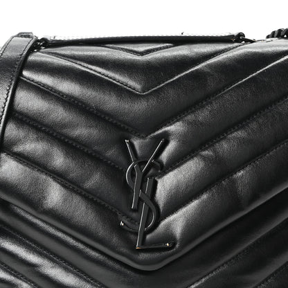 Saint Laurent Calfskin Y Quilted Monogram Monochrome Medium Loulou Chain Satchel Black 7 of 10