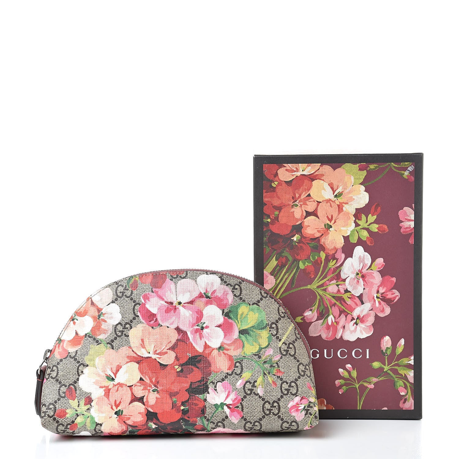 Gucci GG Supreme Monogram Blooms Large Pouch Cosmetic Case Beige Multicolor Dry Rose 8 of 8