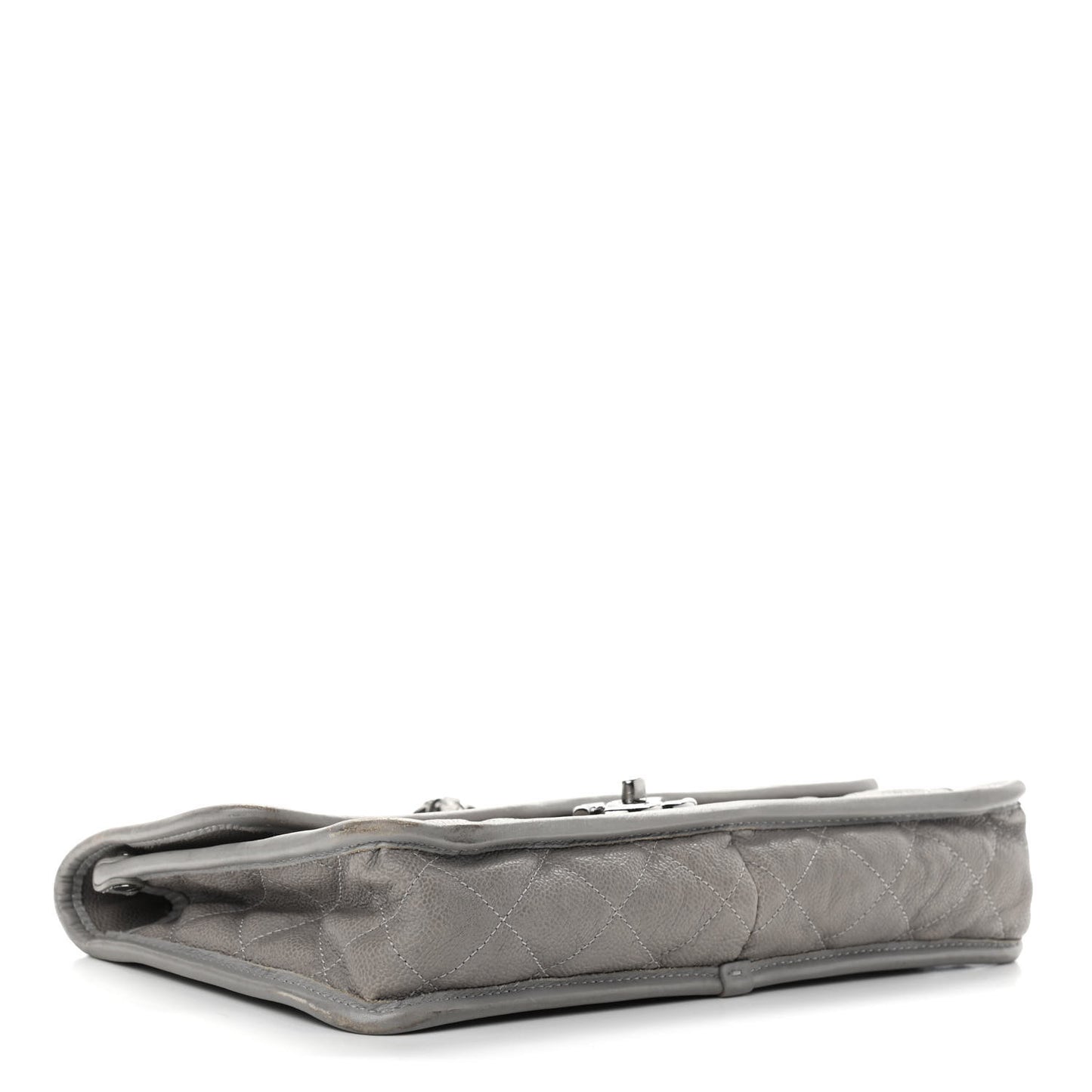 Caviar Quilted Medium French Riviera Flap Light Grey