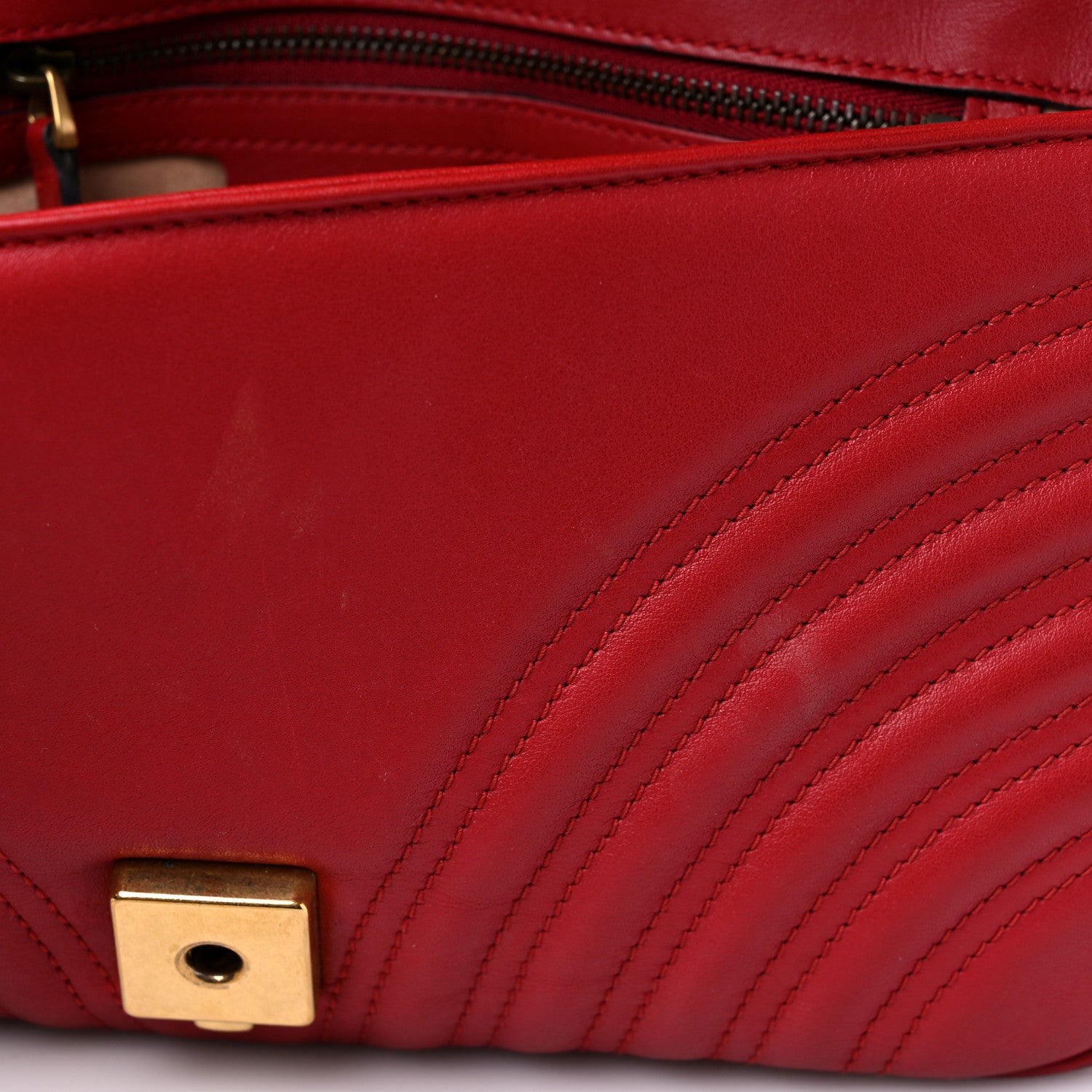 Gucci Calfskin Matelasse Small GG Marmont Shoulder Bag Hibiscus Red 16 of 21