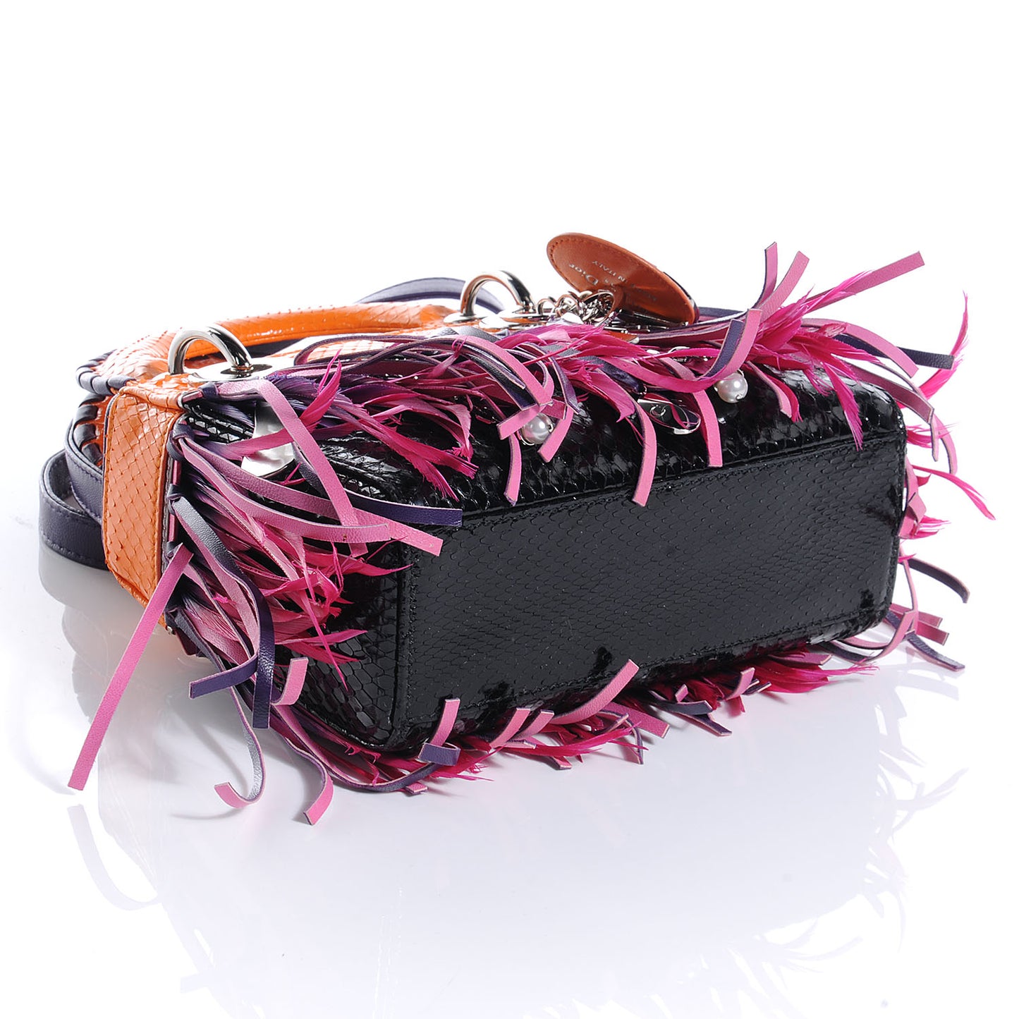 Python Lambskin Fringe Mini Lady Dior