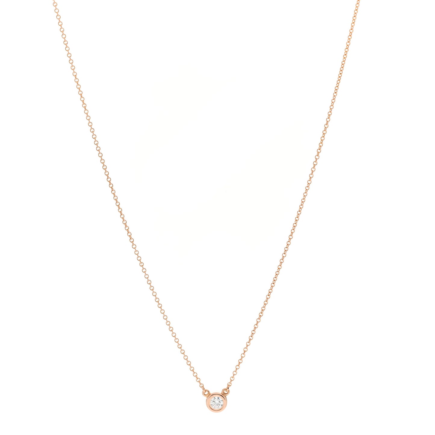 18K Rose Gold Diamond .17ct Elsa Peretti Diamonds by the Yard Pendant Necklace