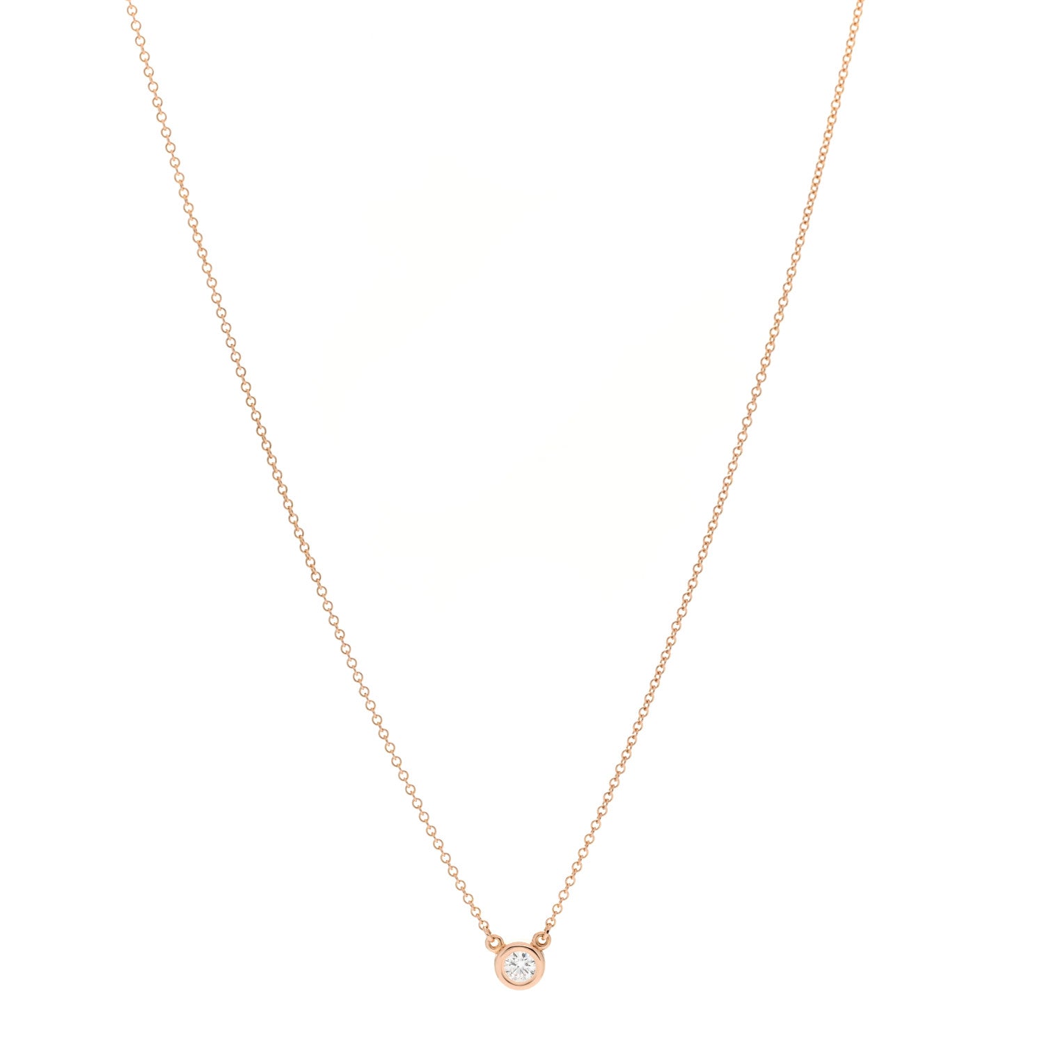 Tiffany 18K Rose Gold Diamond .17ct Elsa Peretti Diamonds by the Yard Pendant Necklace 1 of 6