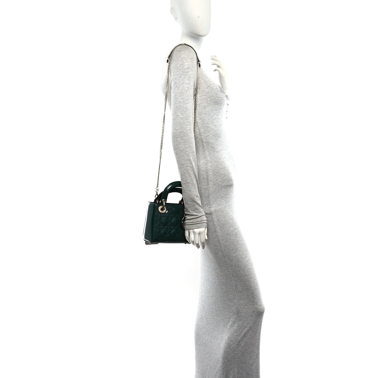 Patent Cannage Mini Lady Dior Pine Green