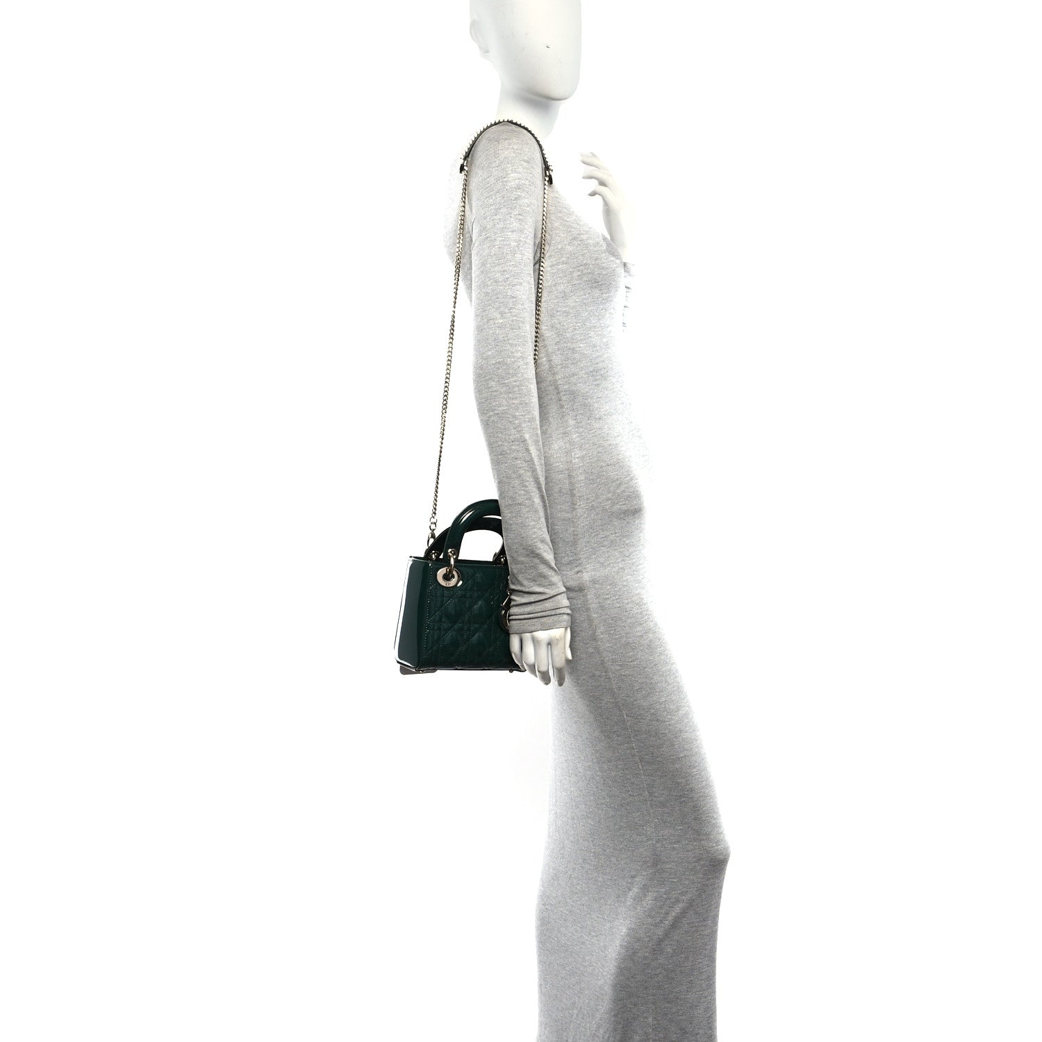 Christian Dior Patent Cannage Mini Lady Dior Pine Green 2 of 9