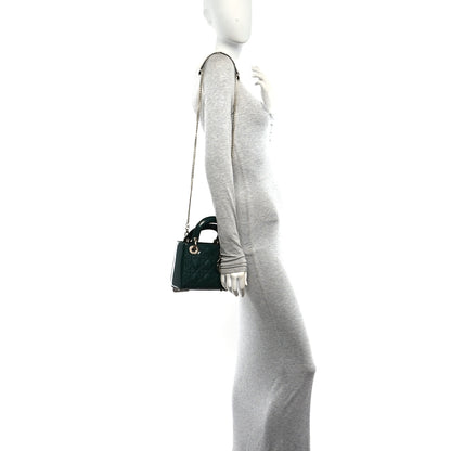 Christian Dior Patent Cannage Mini Lady Dior Pine Green 2 of 9