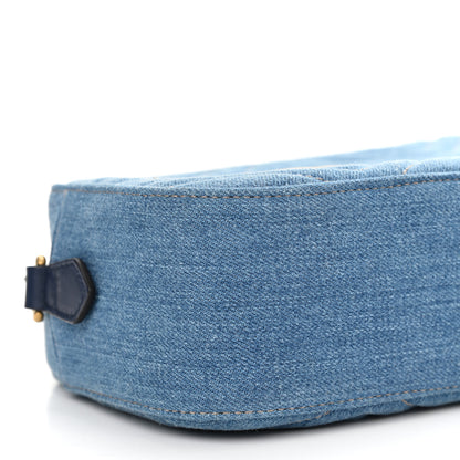 Gucci Denim Matelasse Embroidered Small GG Marmont Chain Shoulder Bag Blue 9 of 10
