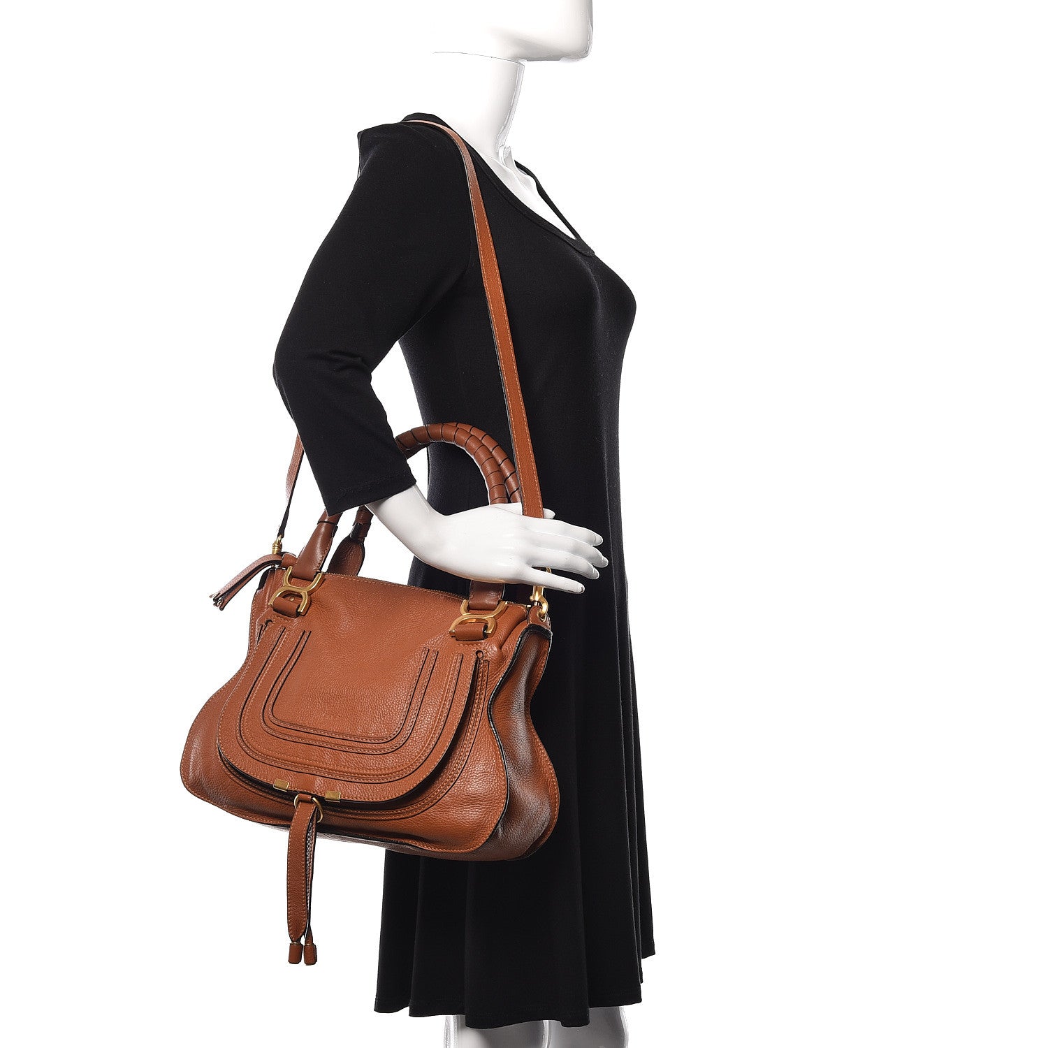 Chloe Calfskin Medium Marcie Satchel Tan 2 of 12