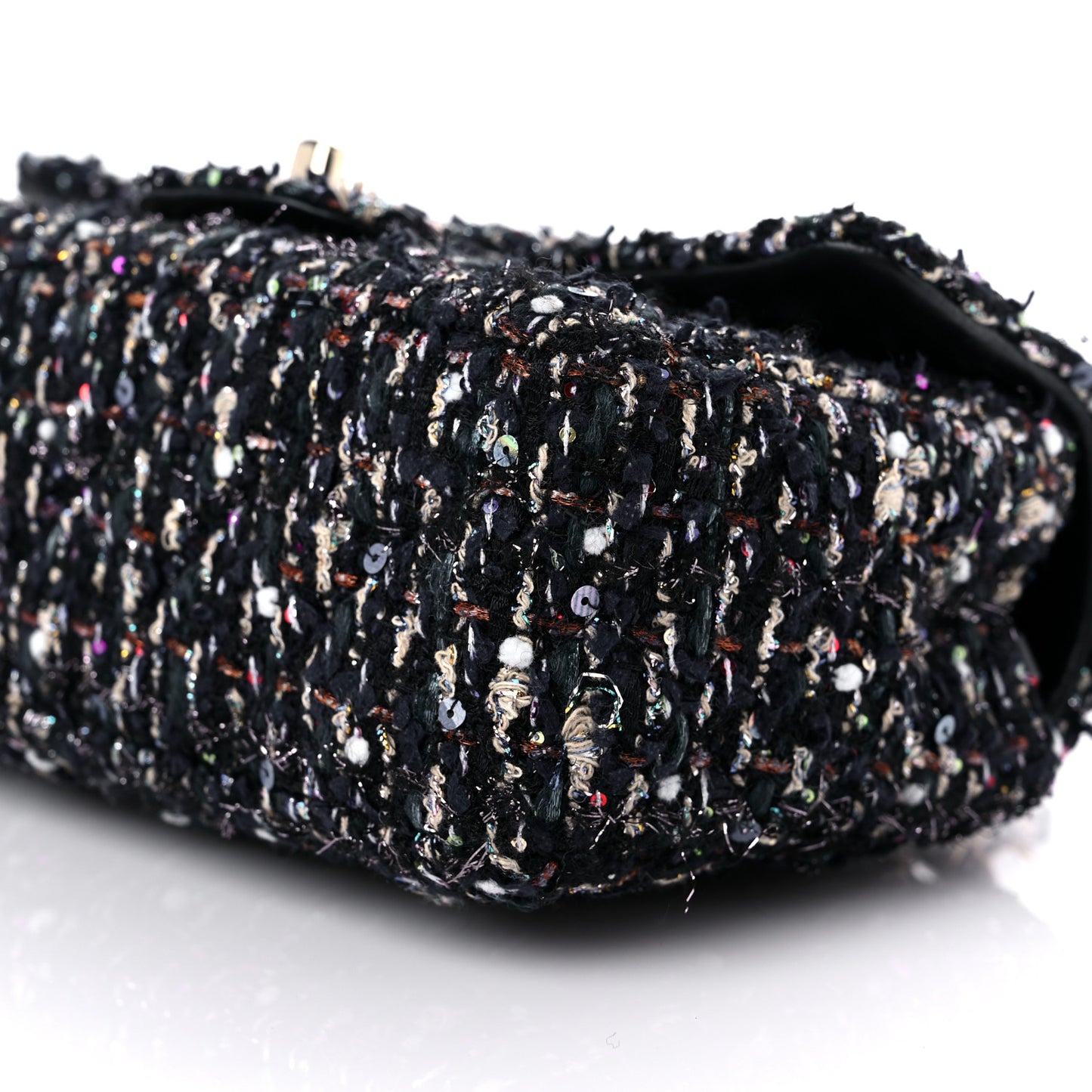 Glittered Tweed Quilted Mini Rectangular Flap Navy Blue Mulitcolor
