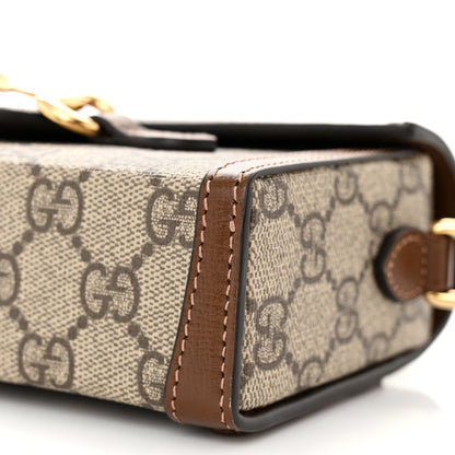 Gucci GG Supreme Monogram Mini Horsebit 1955 Shoulder Bag Beige Brown Sugar 10 of 11