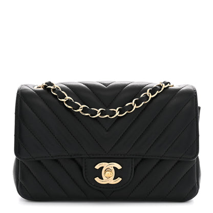 Chanel Lambskin Chevron Quilted Mini Rectangular Flap Black 1 of 13