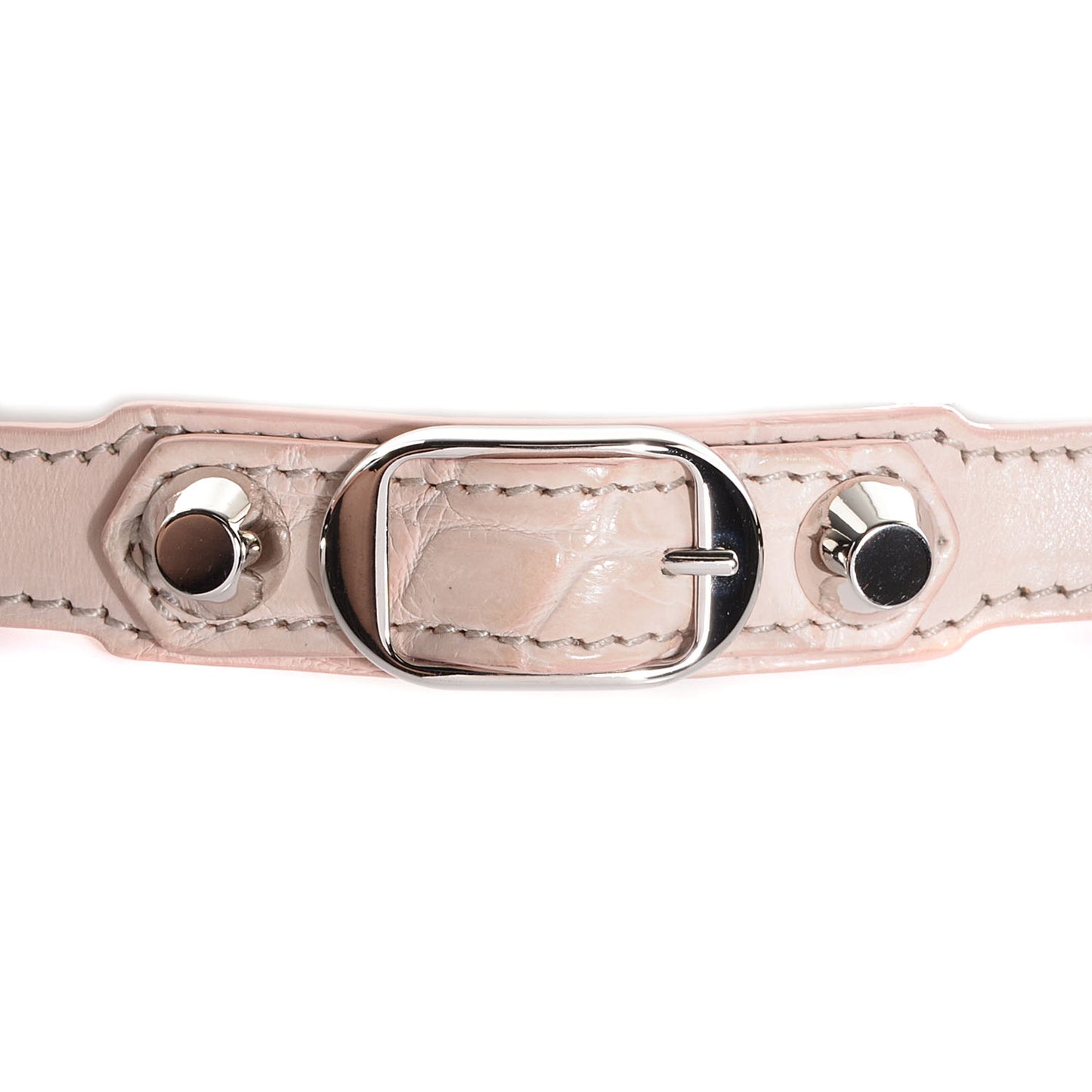 Agneau Classic Silver Hardware Croco Double Tour Bracelet Bois De Rose