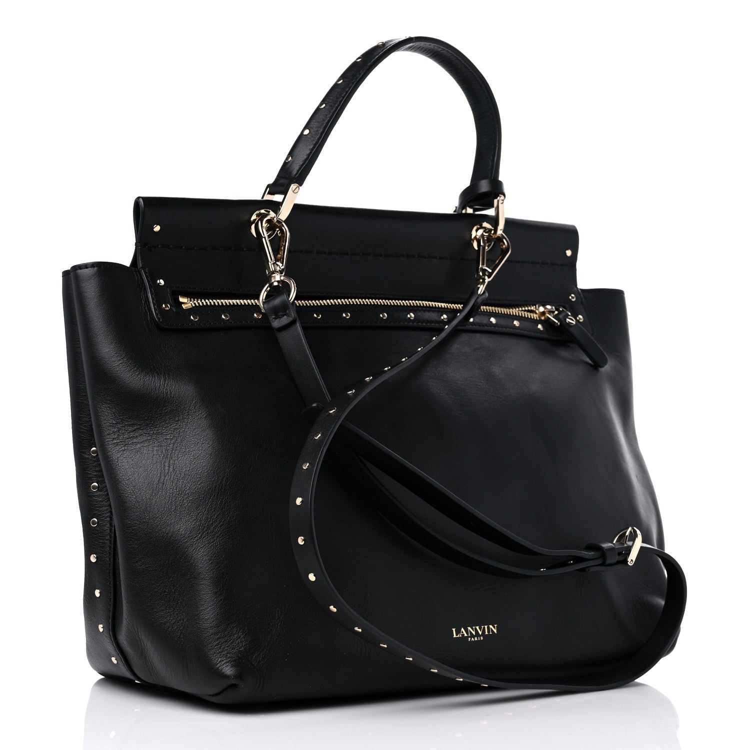 Lanvin Goatskin Medium Trilogy Cabas Black 3 of 14
