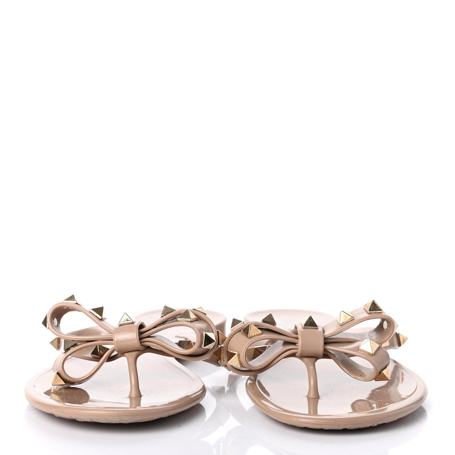 Valentino Garavani PVC Jelly Rockstud Bow Thong Sandals 37 Poudre 2 of 7