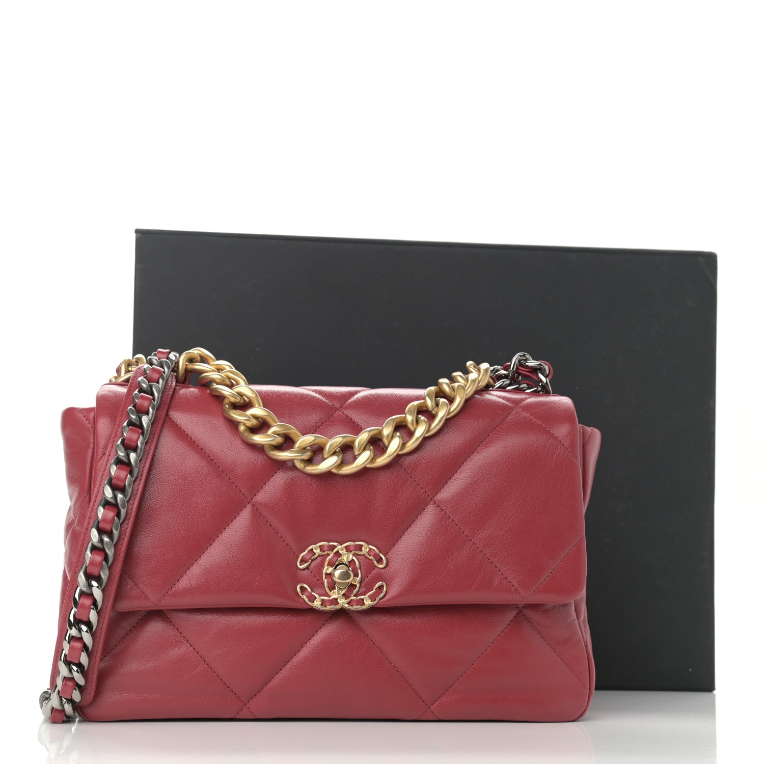 Chanel Goatskin Quilted Large Chanel 19 Flap Red 11 of 11