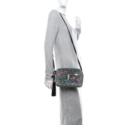 Saint Laurent Denim Matelasse Quilted Summer Embroidered Classic Monogram Camera Bag Blue 2 of 11