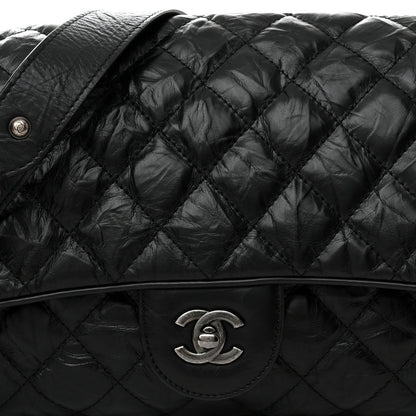 Chanel Crumpled Calfskin Quilted Medium Casual Rock Flap Black 8 of 10