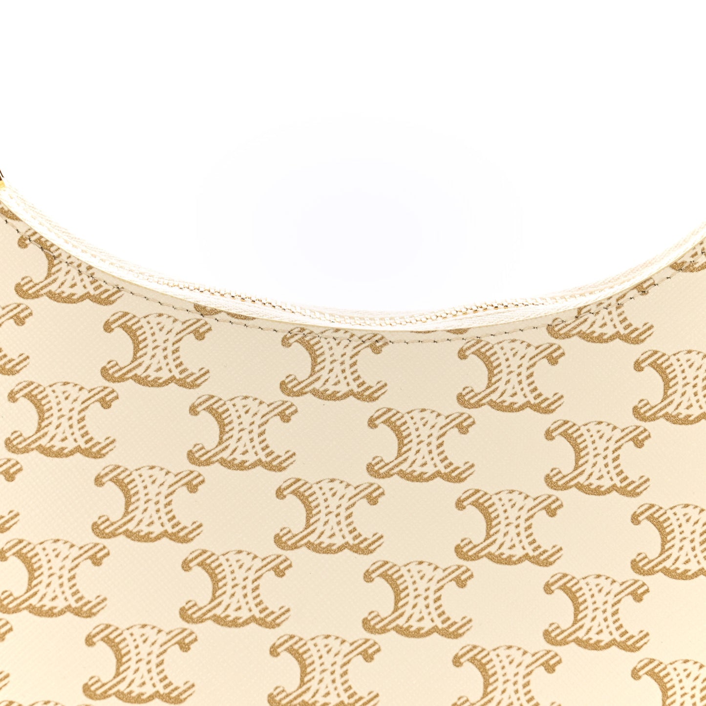 Canvas Calfskin Ava Triomphe Shoulder Bag White
