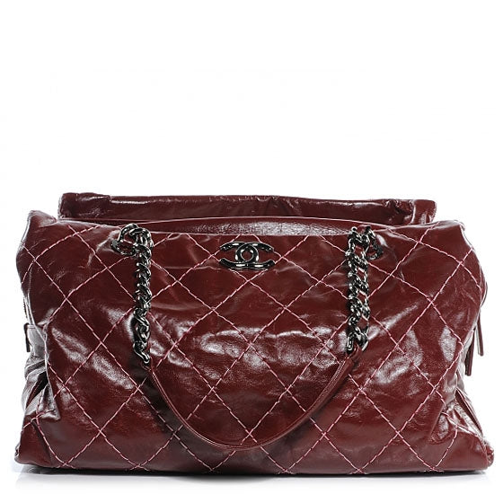 Chanel Glazed Goatskin Double Stitch Shoulder Bag Rouge 1 of 7