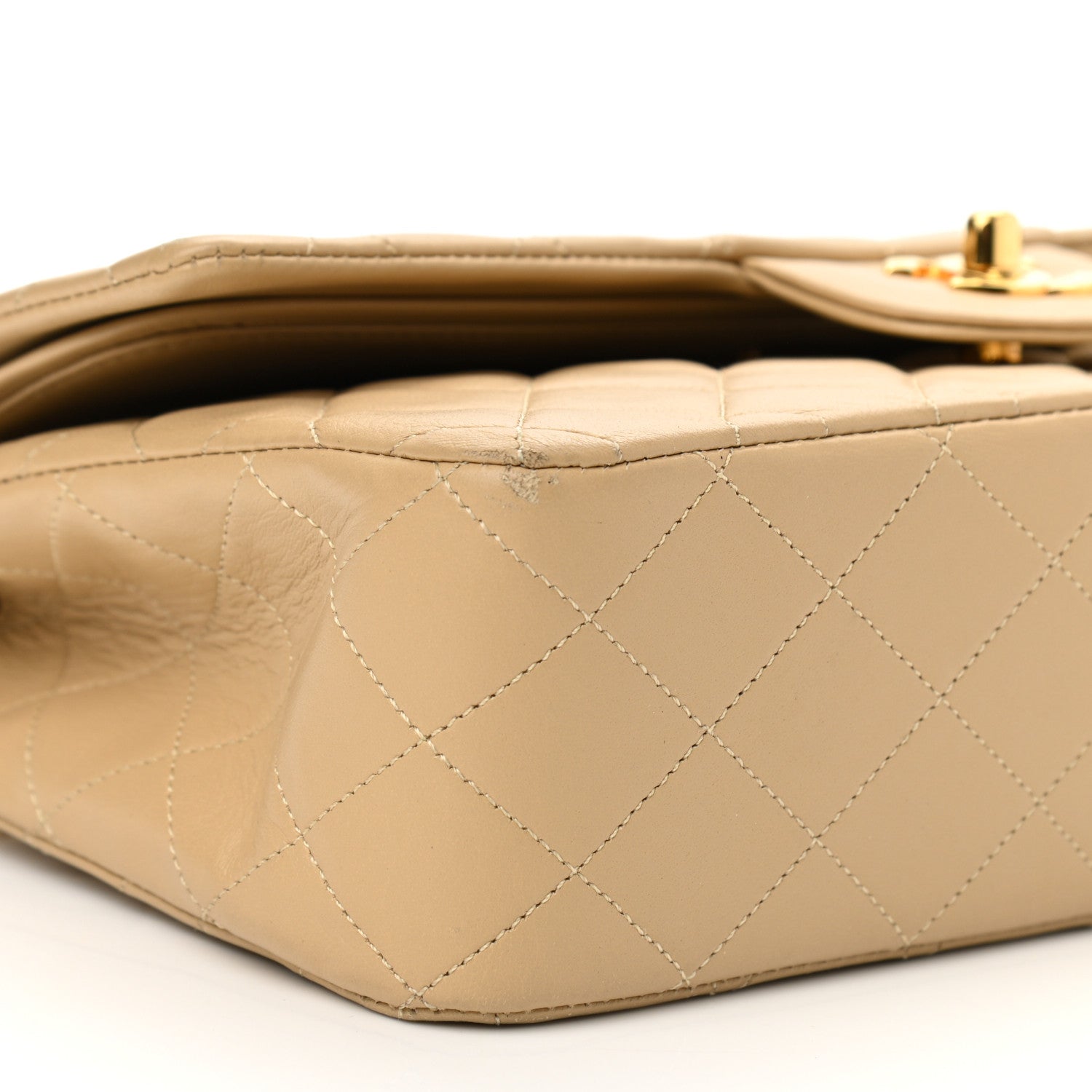 Chanel Lambskin Quilted Medium Double Flap Beige 9 of 10