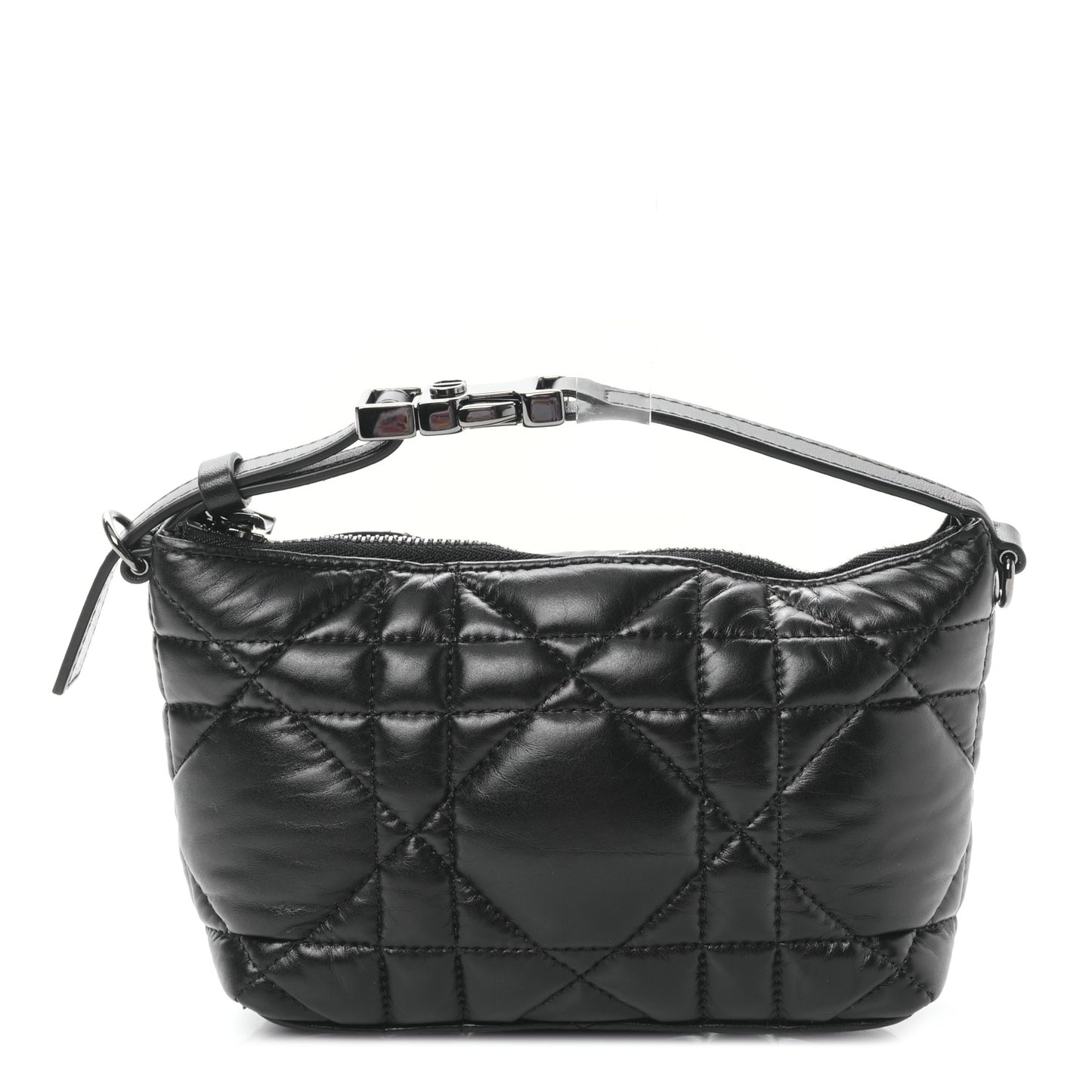 Calfskin Macrocannage Small Diortravel Nomad Pouch Black