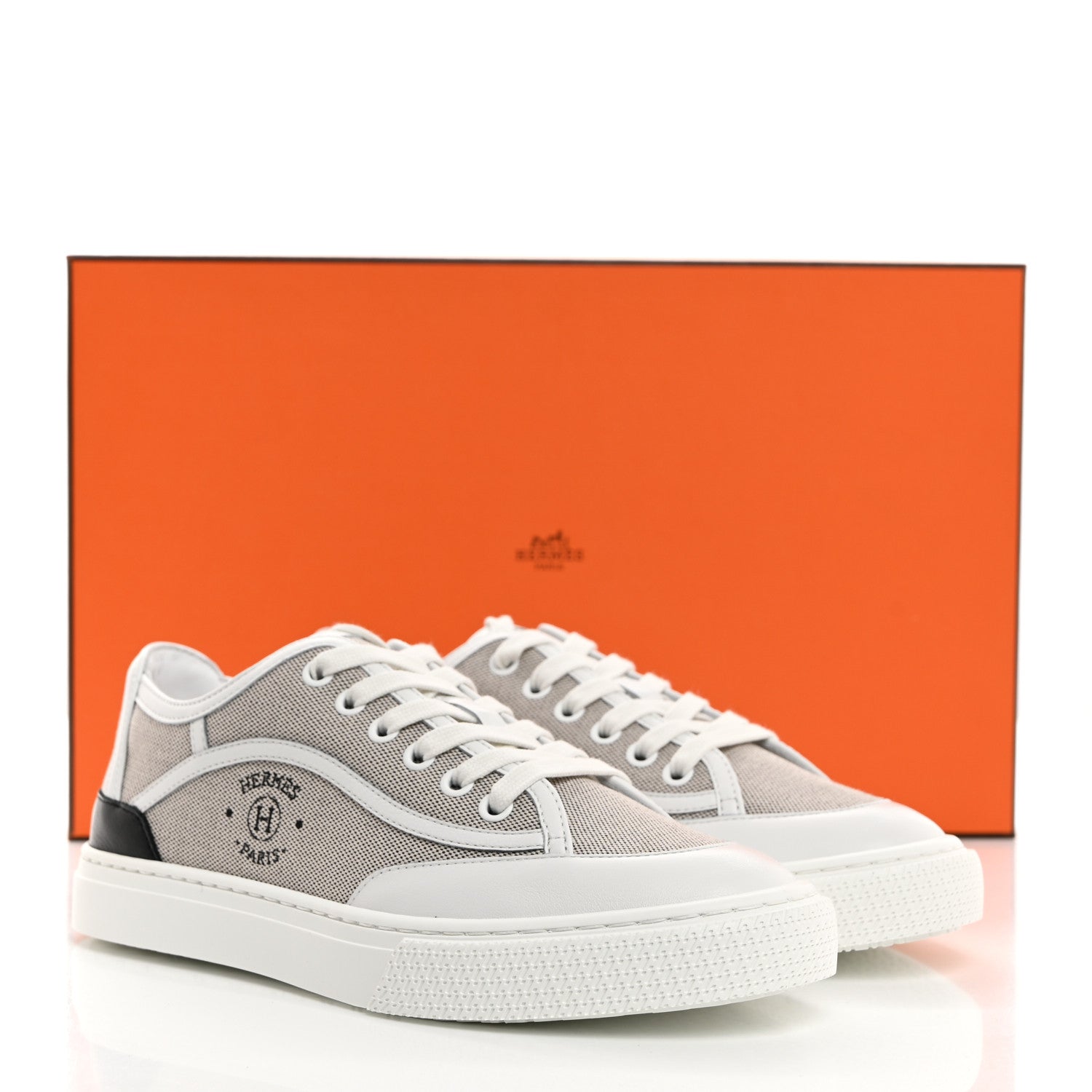 Hermes Canvas Calfskin Get Sneakers 36 Prunoir White 8 of 8