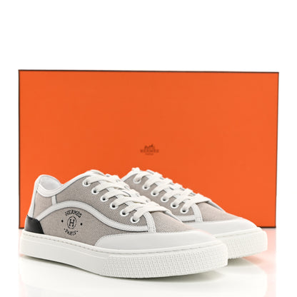 Hermes Canvas Calfskin Get Sneakers 36 Prunoir White 8 of 8