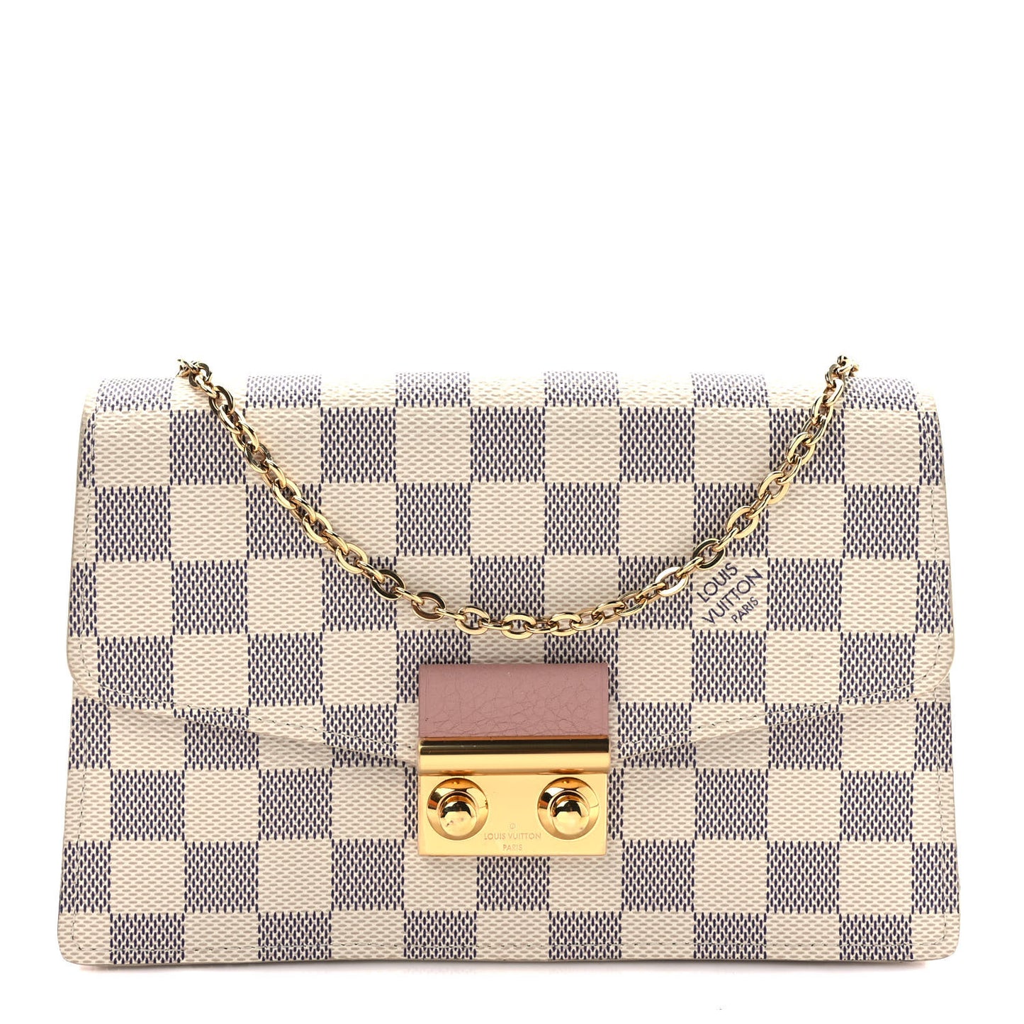Damier Azur Croisette Chain Wallet Rose Ballerine