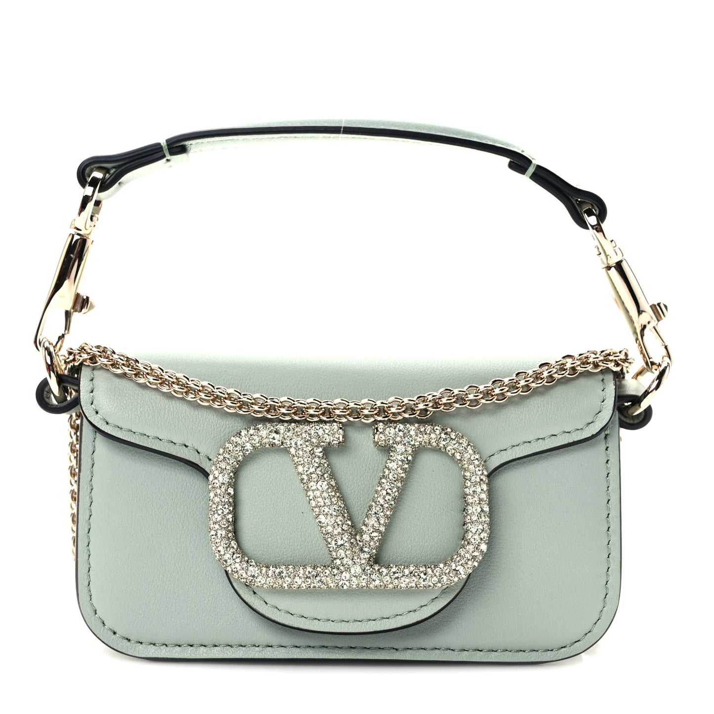 Calfskin Crystal Vlogo Micro Loco Shoulder Bag Morning Dew