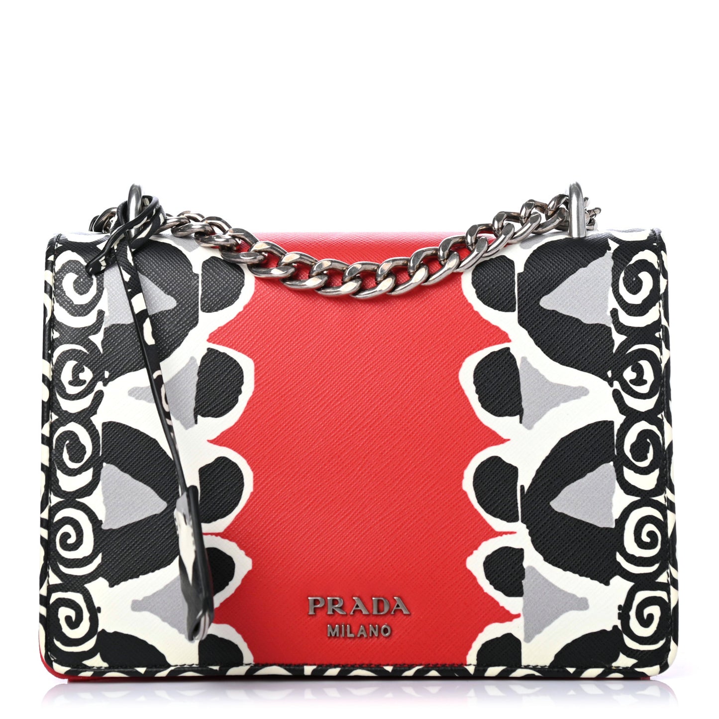 Saffiano Soft Calfskin Chain Crossbody Bag Lacca Black