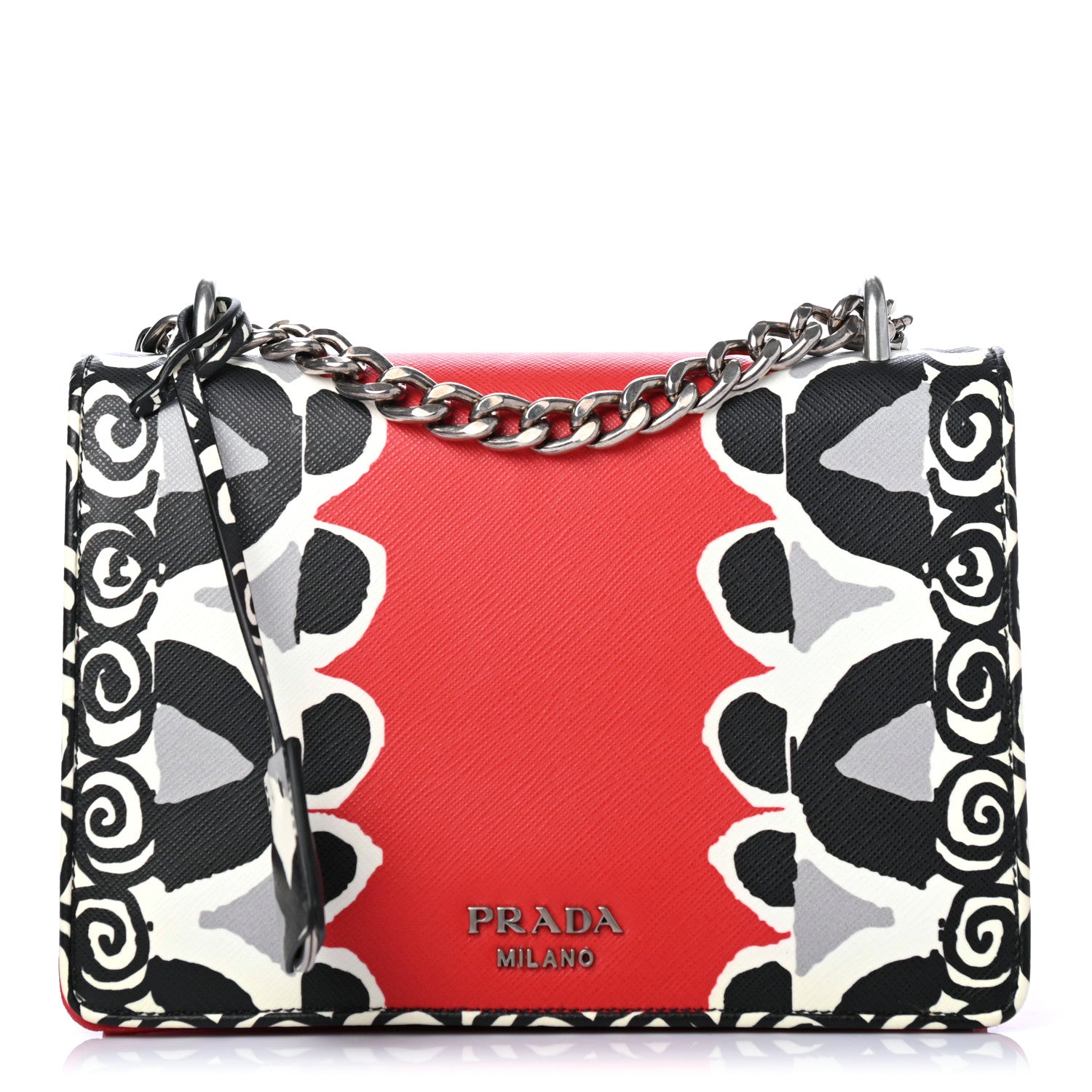 Prada Saffiano Soft Calfskin Chain Crossbody Bag Lacca Black 1 of 4