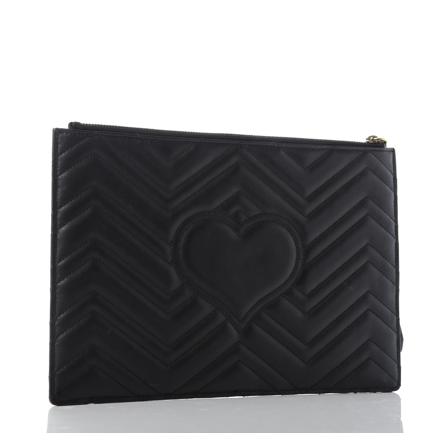 Calfskin Matelasse Large GG Marmont Zip Pouch Black