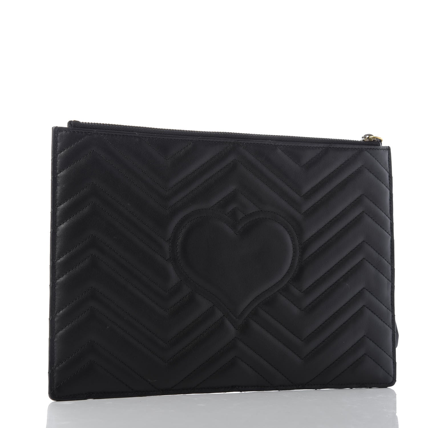 Gucci Calfskin Matelasse Large GG Marmont Zip Pouch Black 3 of 11
